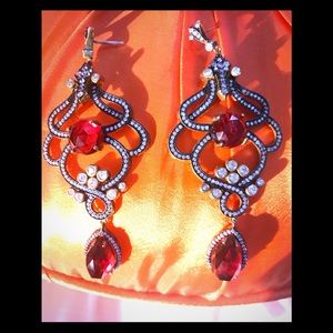 Stunning Garnet and white topaz earrings